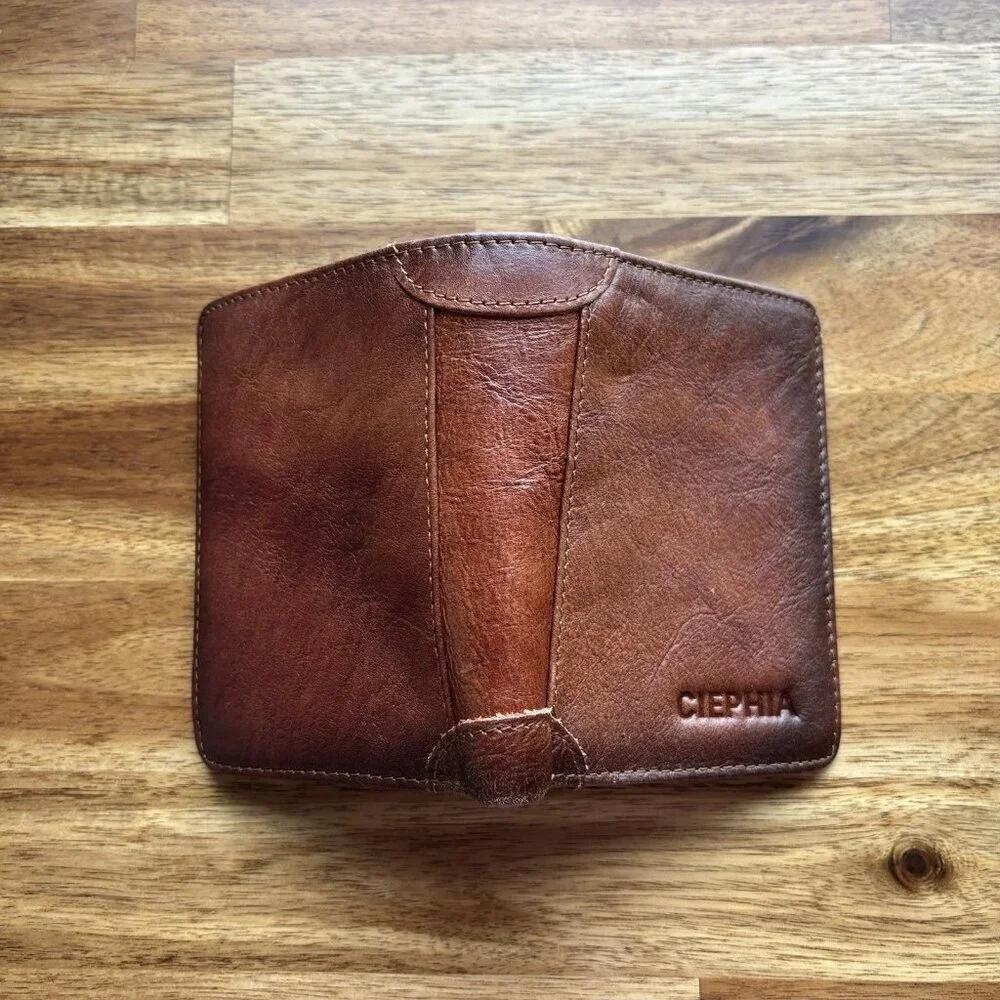 Men's Wallet-Ciephia RFID-Blocking Trifold Leather-Vintage Design Brown Classic